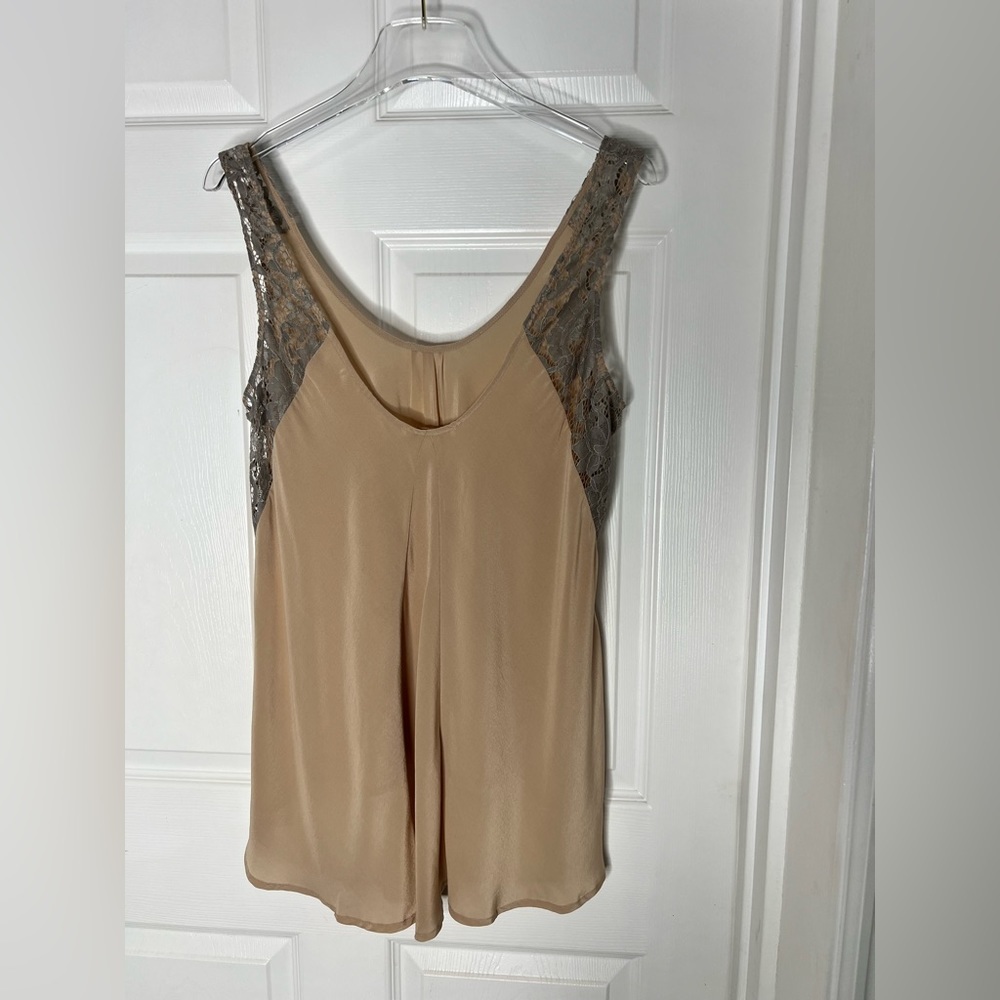 Gold Hawk Lace Panel Blouse Top Sz L